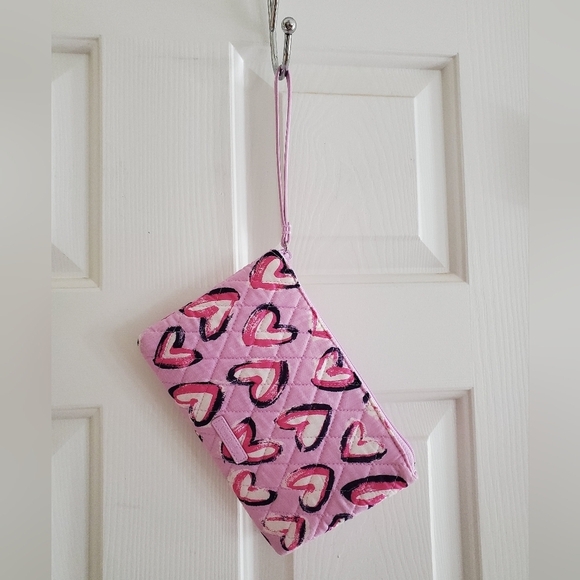 Vera Bradley Handbags - VERA BRADLEY Large Slim Wristlet - Pink Hearts - New With Out Tags